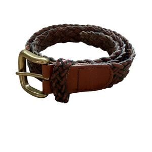 Talbots Brown Braided Leather Belt Women's Medium Genuine Leather